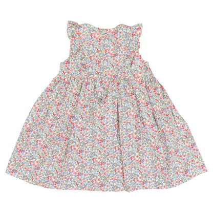 Frill Smocked Dress Red Floral