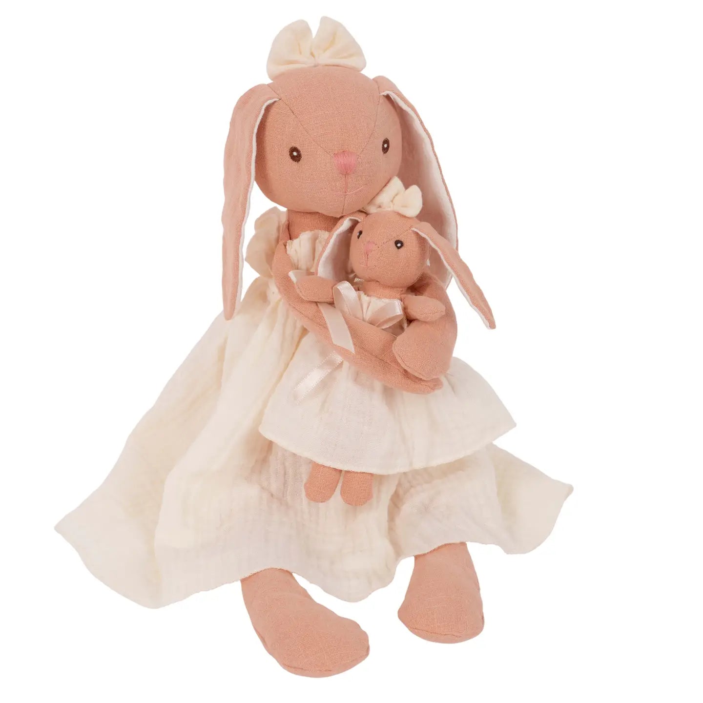 Levlovs Mum and Baby Bunny Linen Dolls
