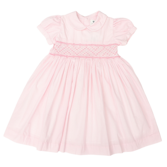 Hand Smocked Frill Pink Dress