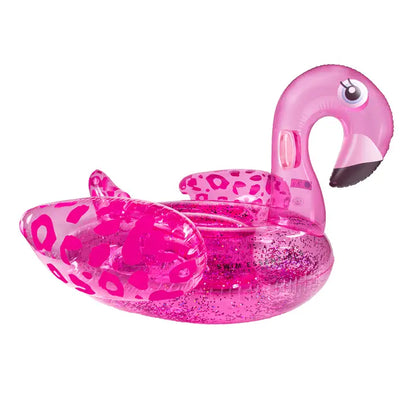 Swim Essentials Ride On, Neon Leopard Flamingo, 142 cm