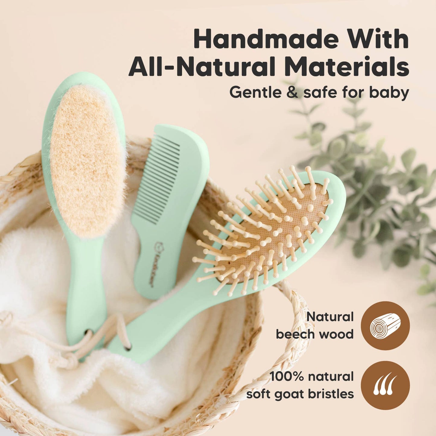 KeaBabies Baby Hair Brush and Comb Set