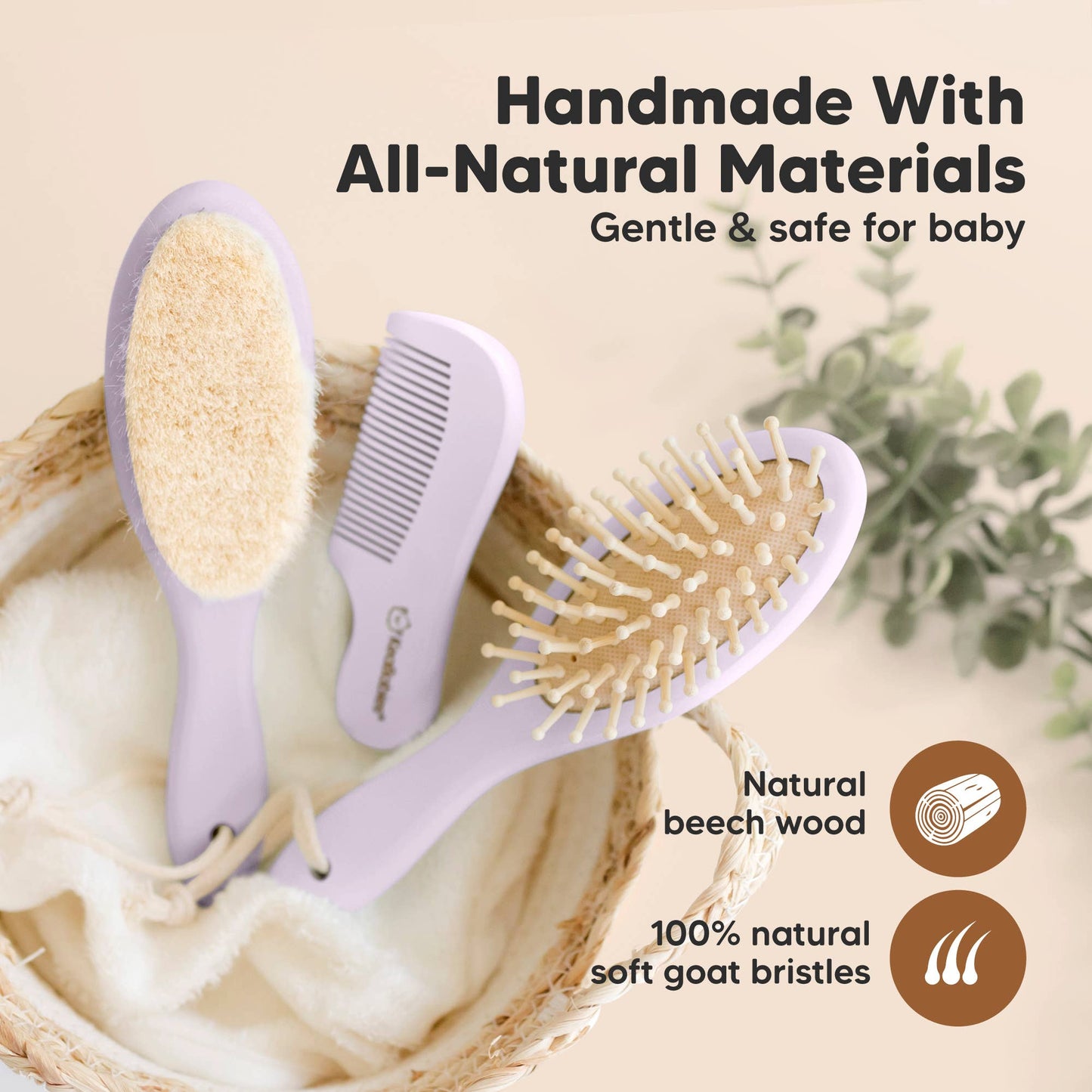 KeaBabies Baby Hair Brush and Comb Set