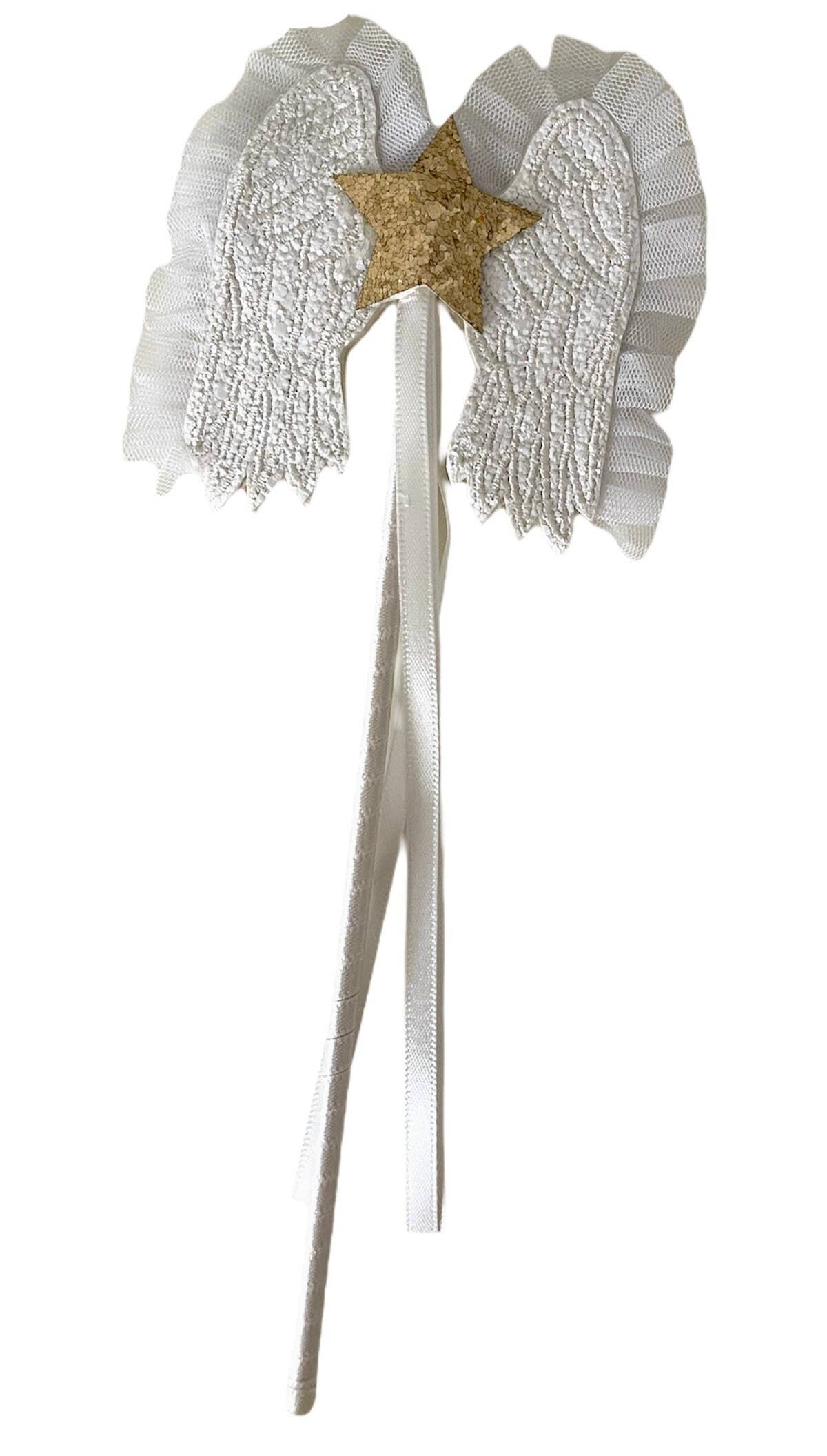 Glitter White /Gold Vegan Leather Enchanted Angel Wings