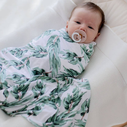 Stretchy Baby Swaddle Wrap - Blue Gum Leaf