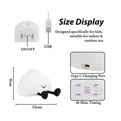 LED Night Light USB Rechargeable Touch Control Bedtime Lamp - Cloud
