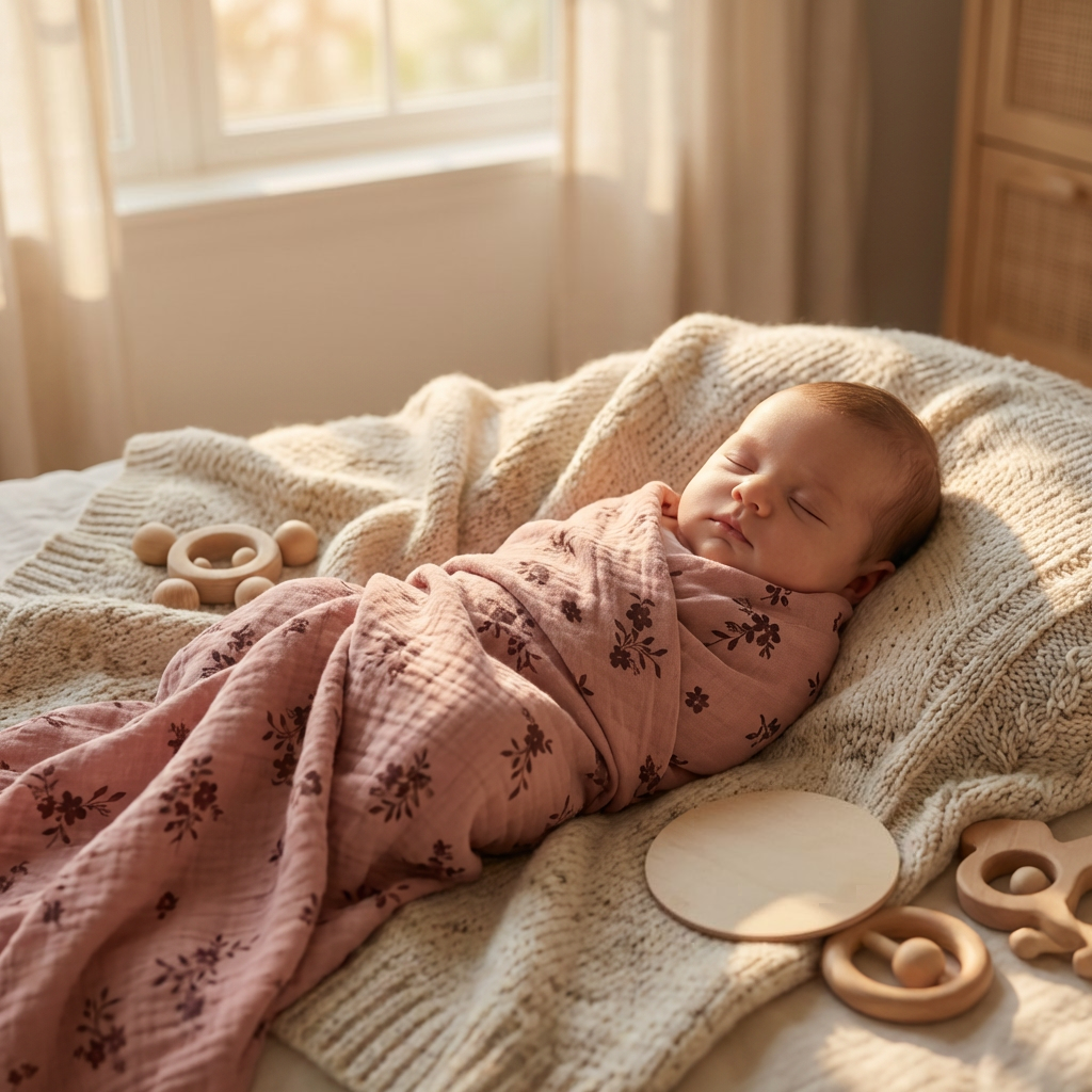 Baby Organic Muslin Wrap - Floral