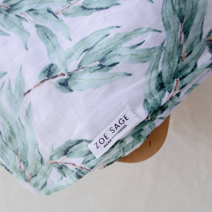Organic Cotton Muslin Swaddle Wrap - Blue Gum Leaf