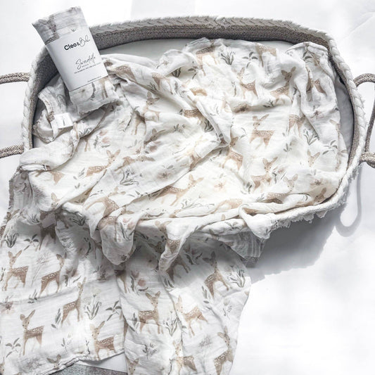 Luxurious Bamboo Cotton Baby Muslin Wrap - Bambi