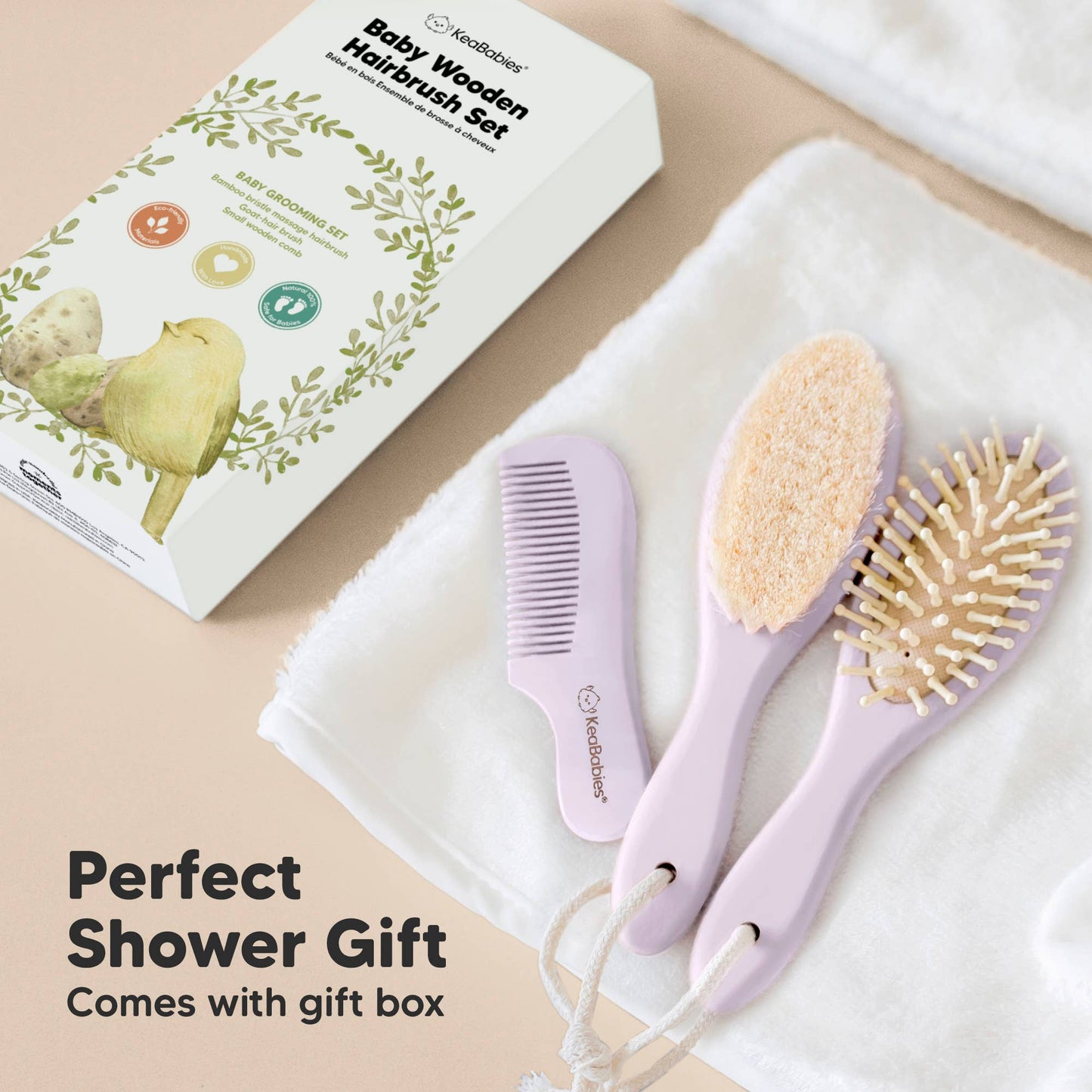 KeaBabies Baby Hair Brush and Comb Set