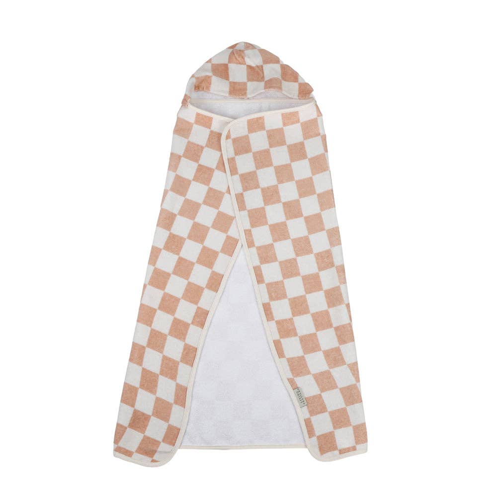 Hooded Towel - Checkered Blush