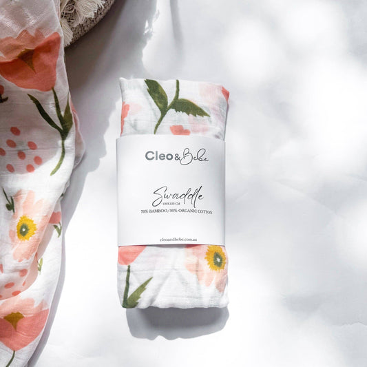 Luxurious Bamboo Cotton Baby Muslin Wrap - Tulips
