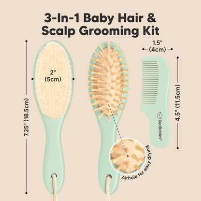 KeaBabies Baby Hair Brush and Comb Set