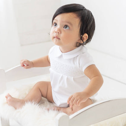 Blessed Smocked Unisex Bubble - White