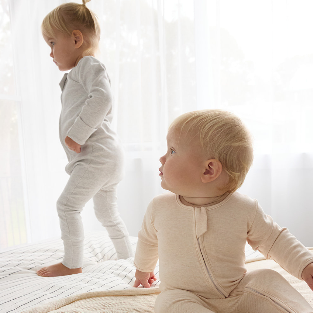 Winter Warm Long Zippy Romper - Oatmeal