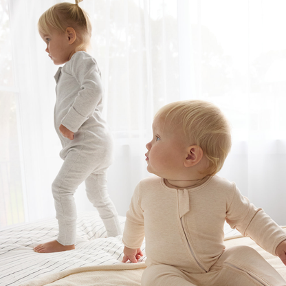 Winter Warm Long Zippy Romper - Oatmeal