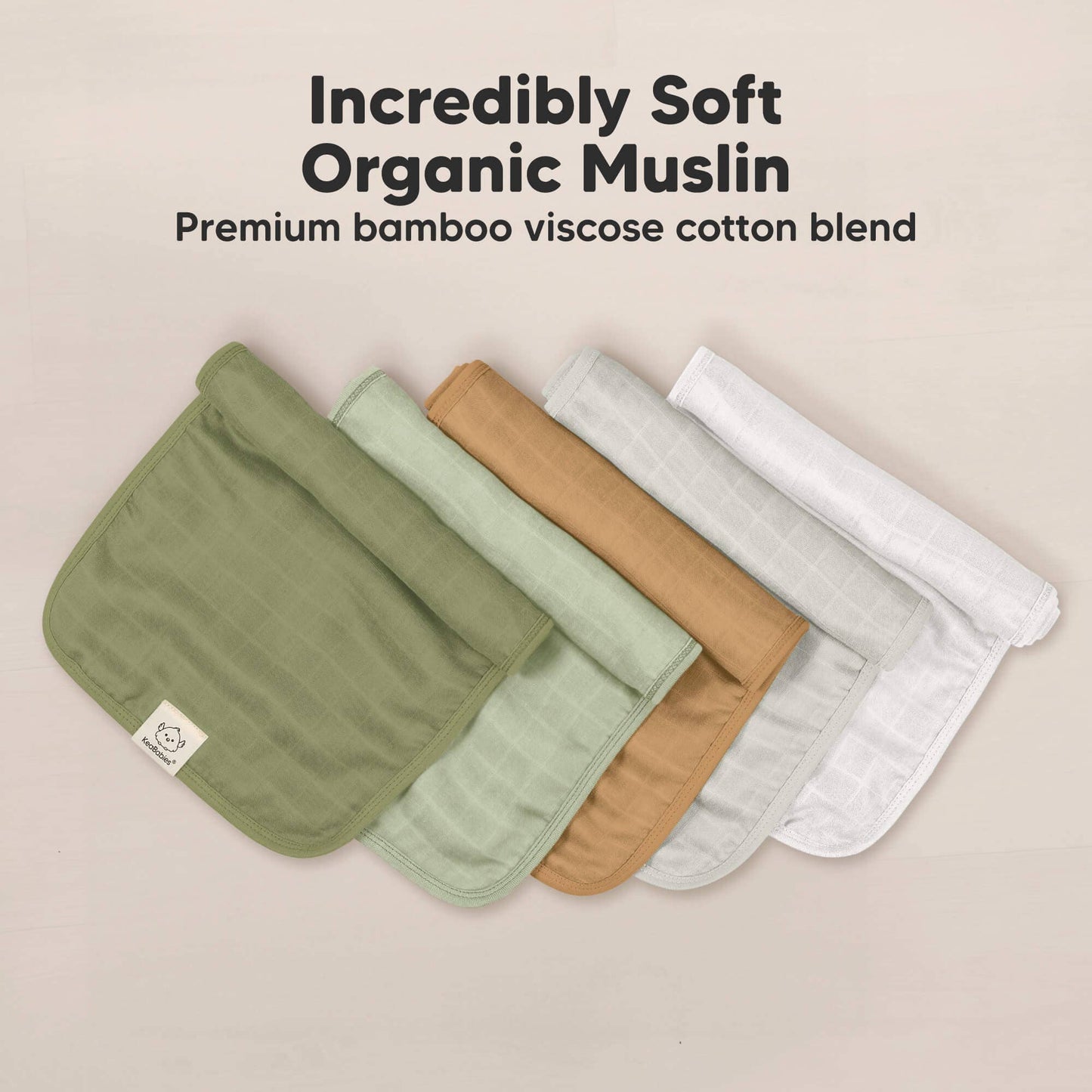 KeaBabies 5pk Lumi Muslin Burp Cloths