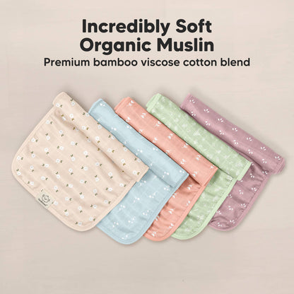 KeaBabies 5pk Lumi Muslin Burp Cloths for Baby Boys, Girls