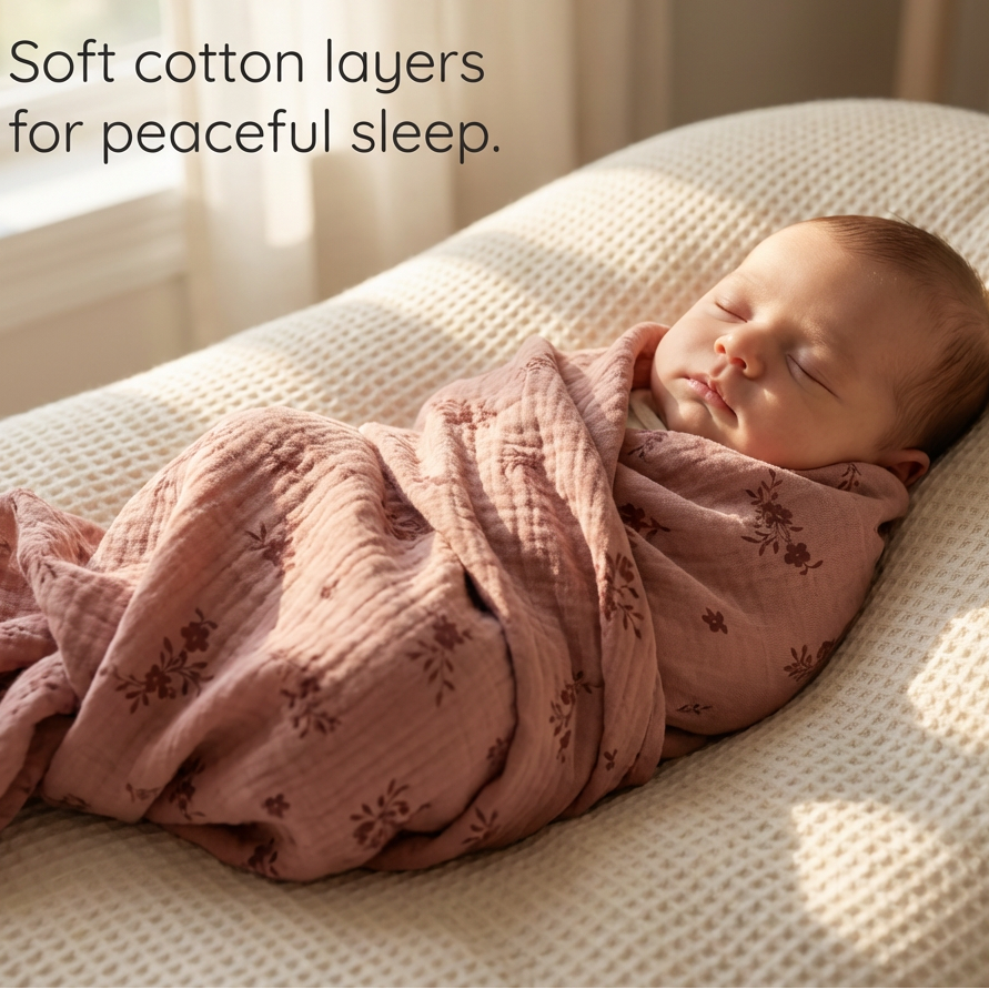 Baby Organic Muslin Wrap - Floral