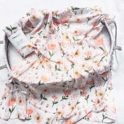Luxurious Bamboo Cotton Baby Muslin Wrap - Tulips