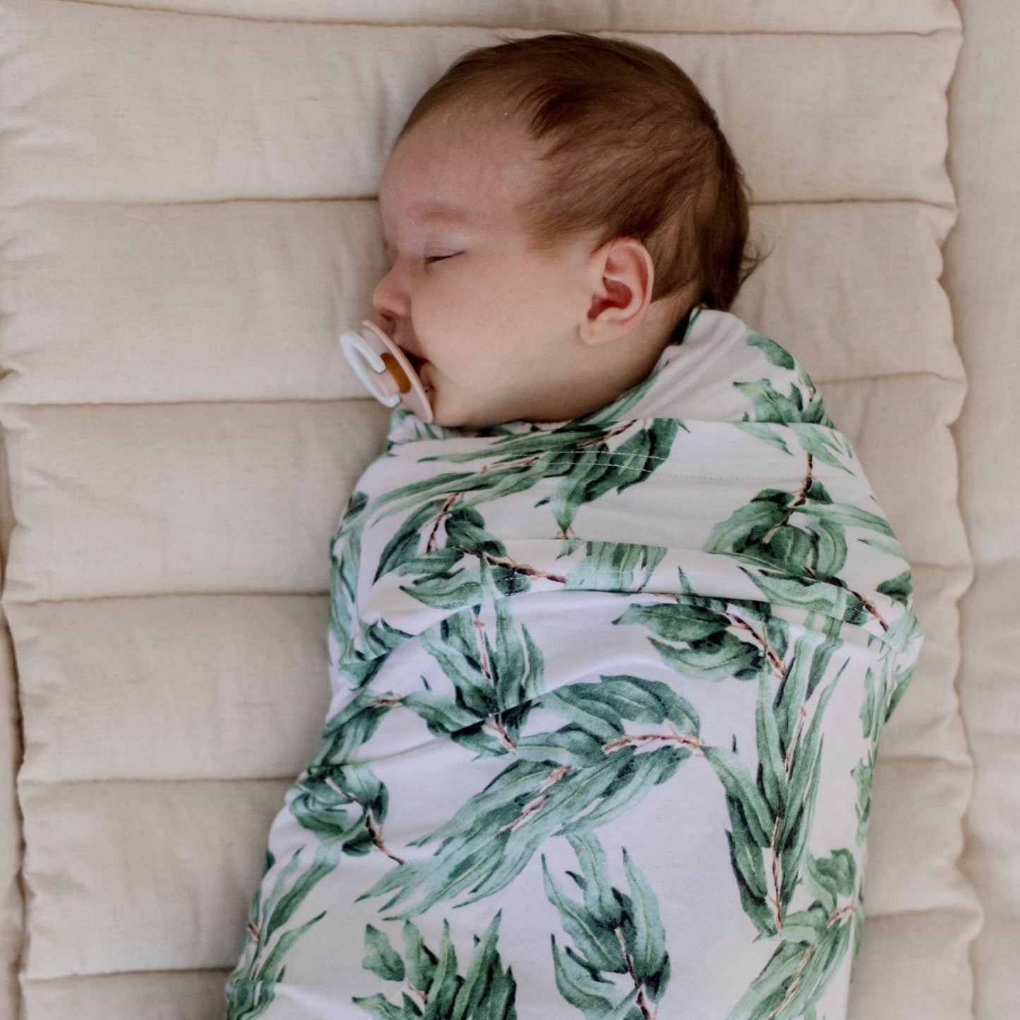 Stretchy Baby Swaddle Wrap - Blue Gum Leaf