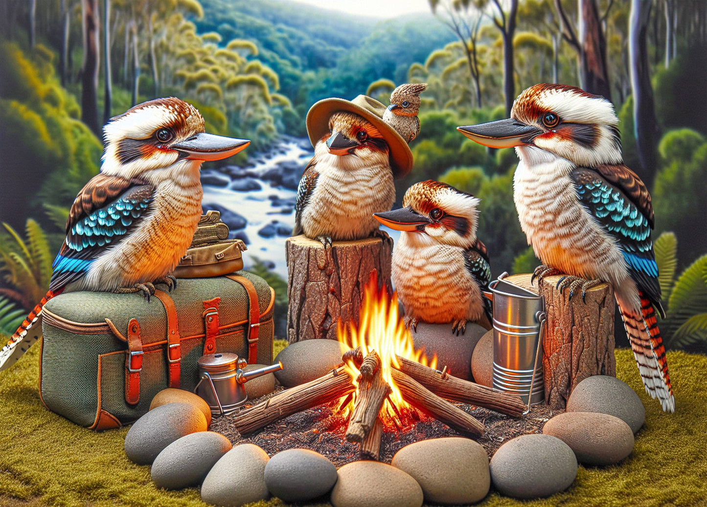 Aussie Animals Camping - Kookaburras (Landscape) Puzzle