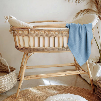 Cotton Classic Knit Baby Blanket - Baby Blue