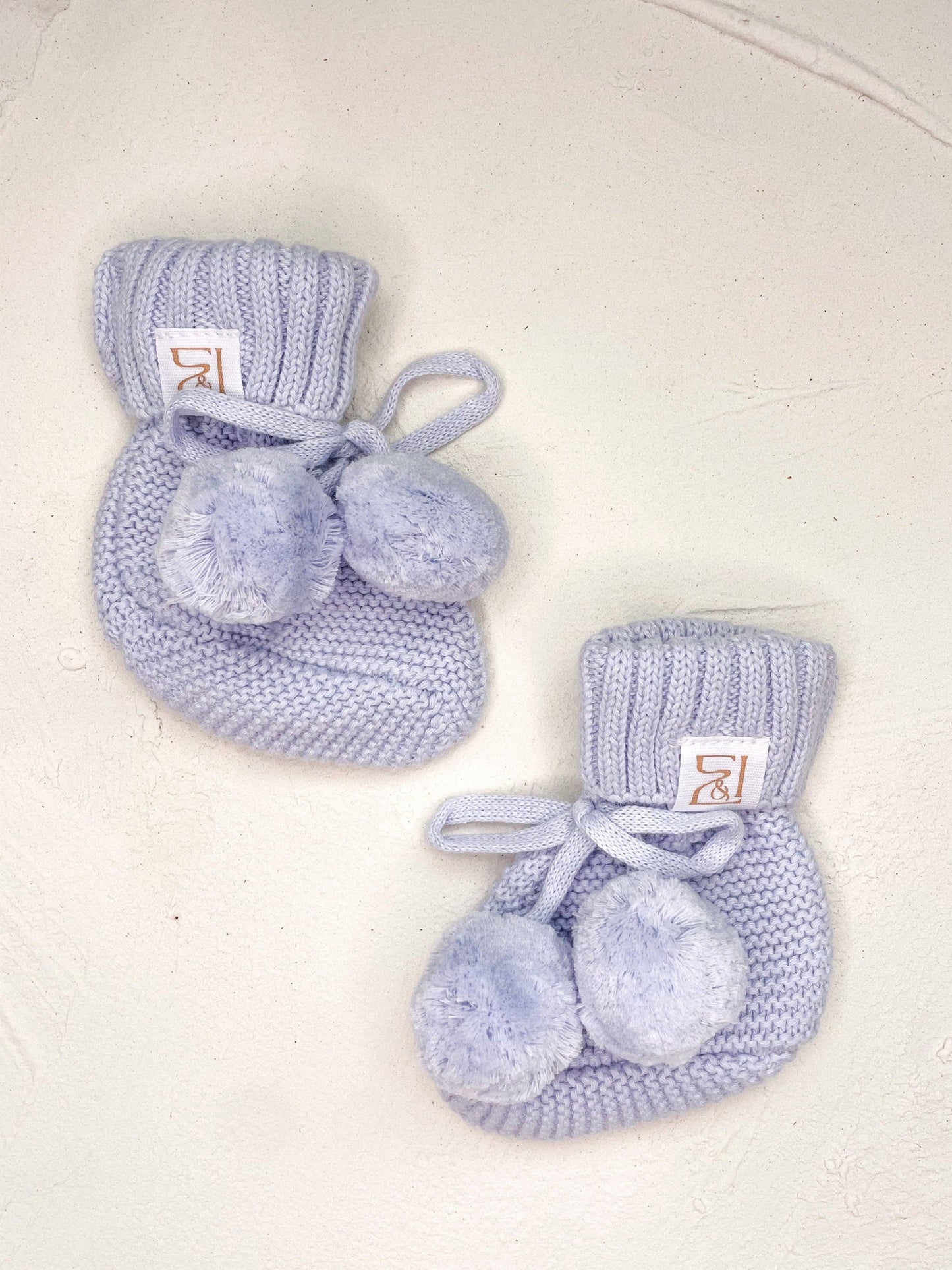 Cotton Baby Booties - Baby Blue