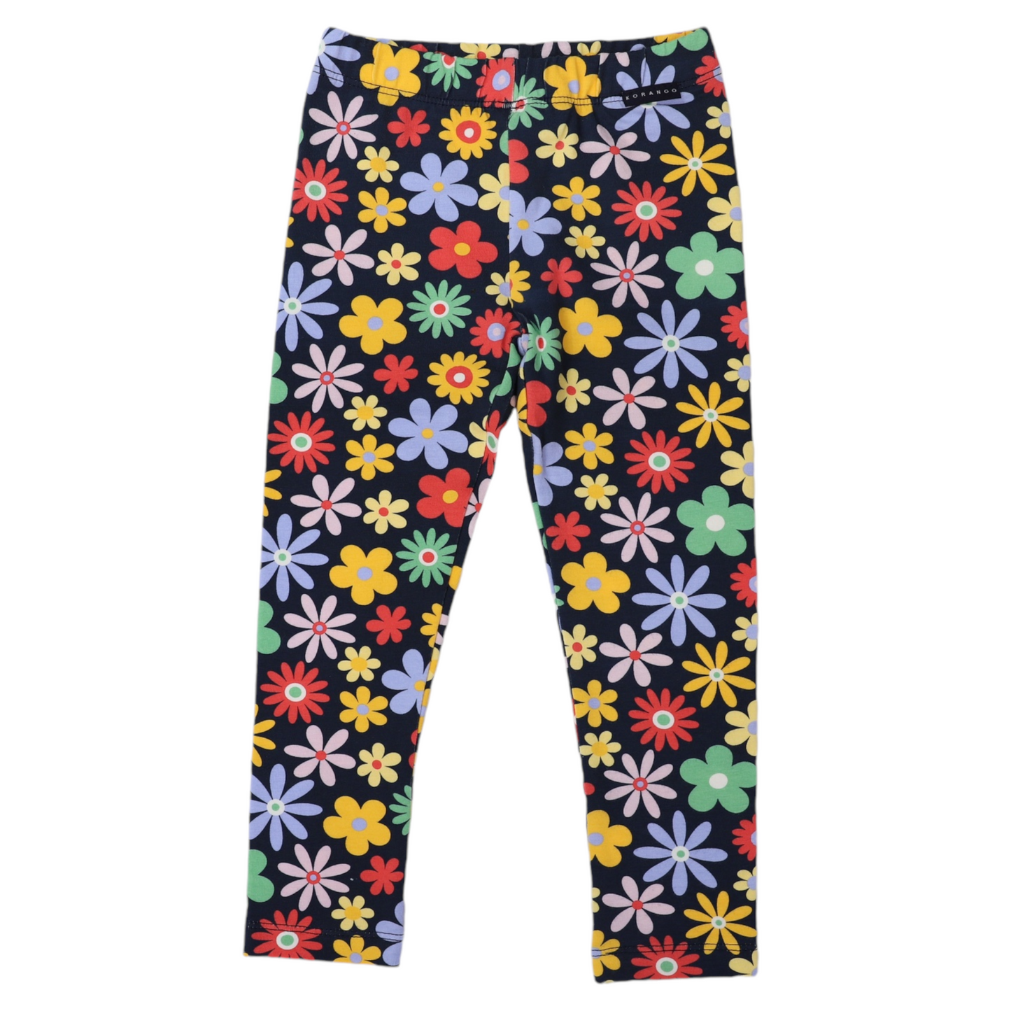 Flower Print Cotton Leggings Navy