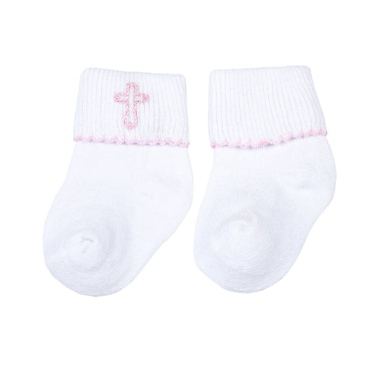 Blessed Embroidered Socks Pink