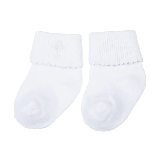 Blessed Embroidered Socks White