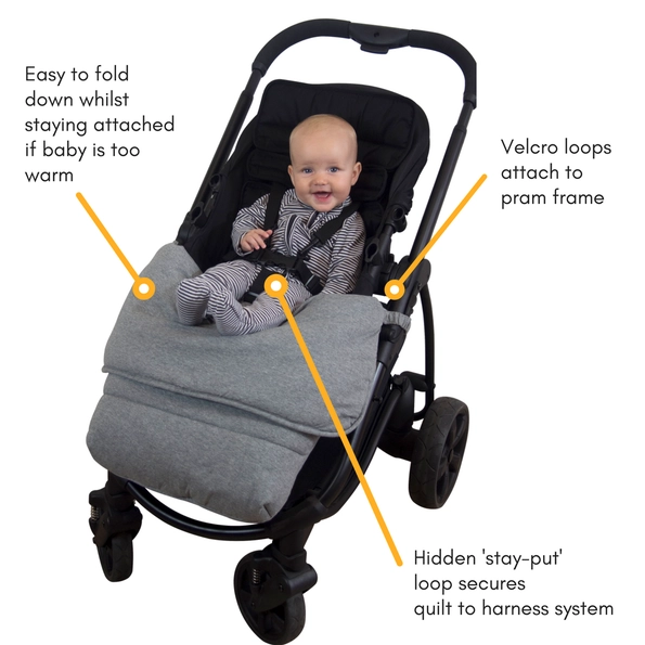 Universal Stay Put Pram Quilt Wheat