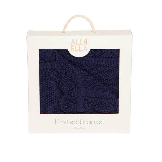All4Ella Knitted Blanket Navy