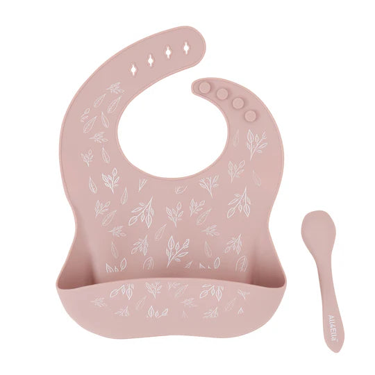 Silicone Bib & Spoon with reusable pouch