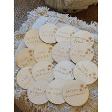 Load image into Gallery viewer, Baby Activity Milestone Wooden Disc Set