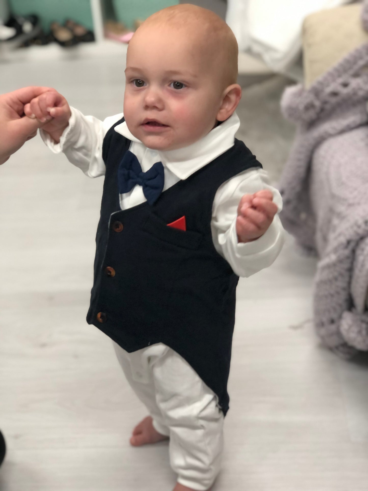 Baby Boys Special Occasion Romper and Waistcoat