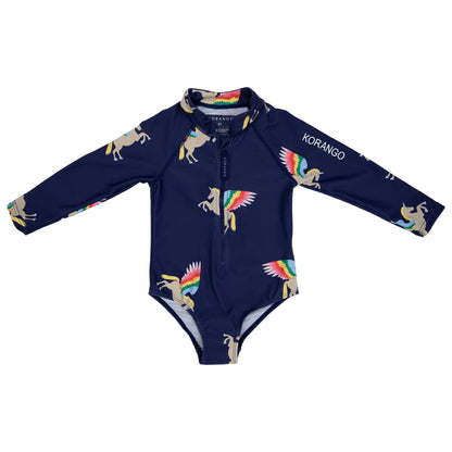 Unicorn Navy Zip Swimsuit