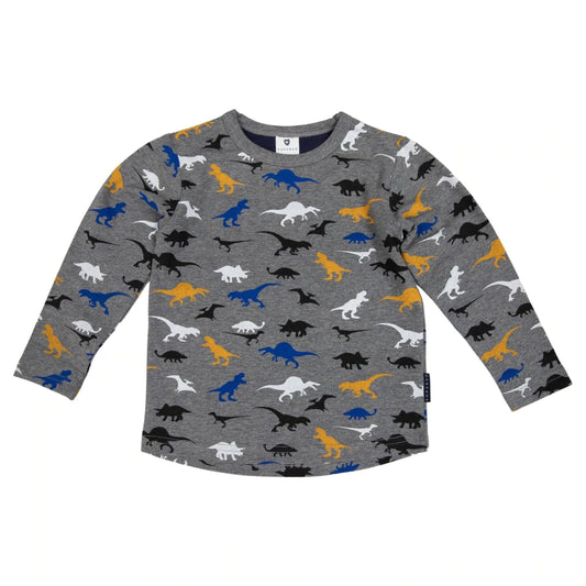 All Over Print Dino Top Charcoal
