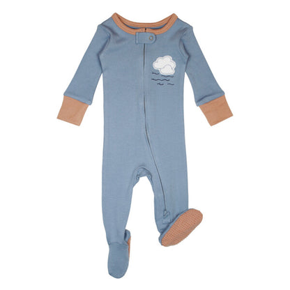 L'oved Baby Summer Daze Collection - Applique Zippered Footie & Top Knot Hat from
