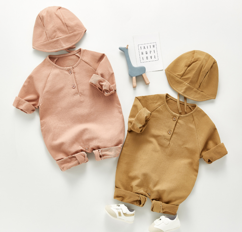 Darcy's Cotton Romper and Bonnet Set