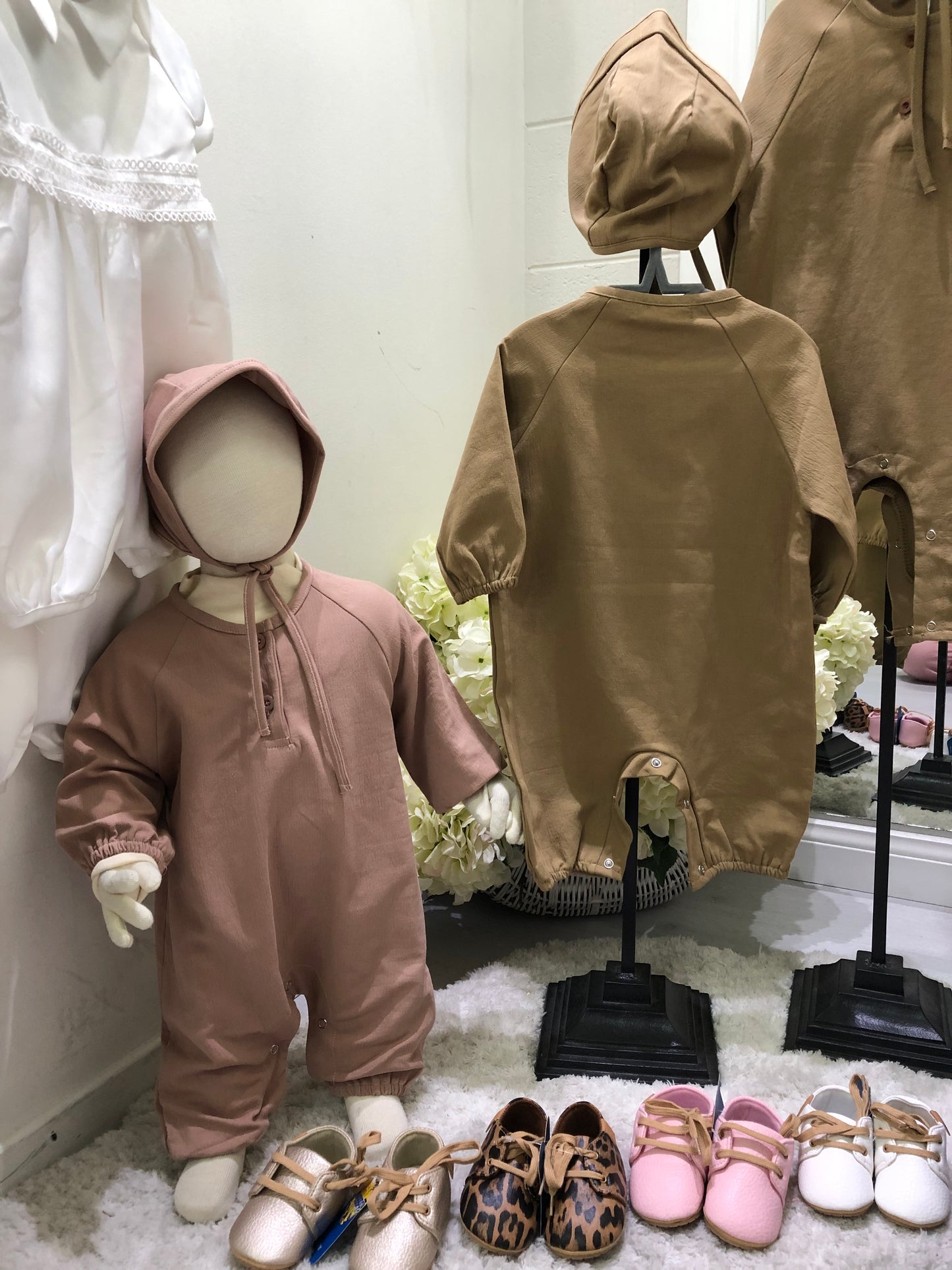 Darcy's Cotton Romper and Bonnet Set