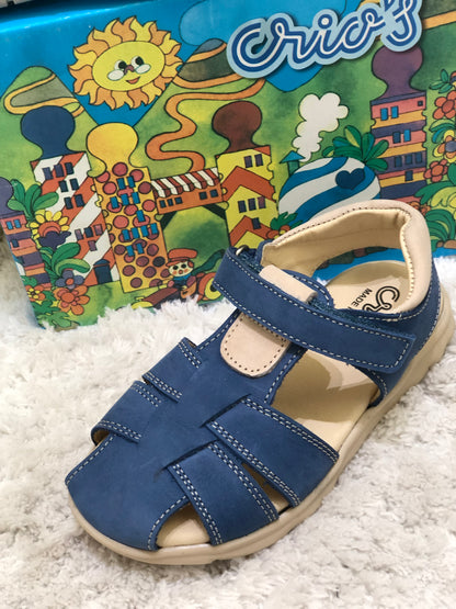 Boys Steel Blue and Tan Sandal - Size 24 only
