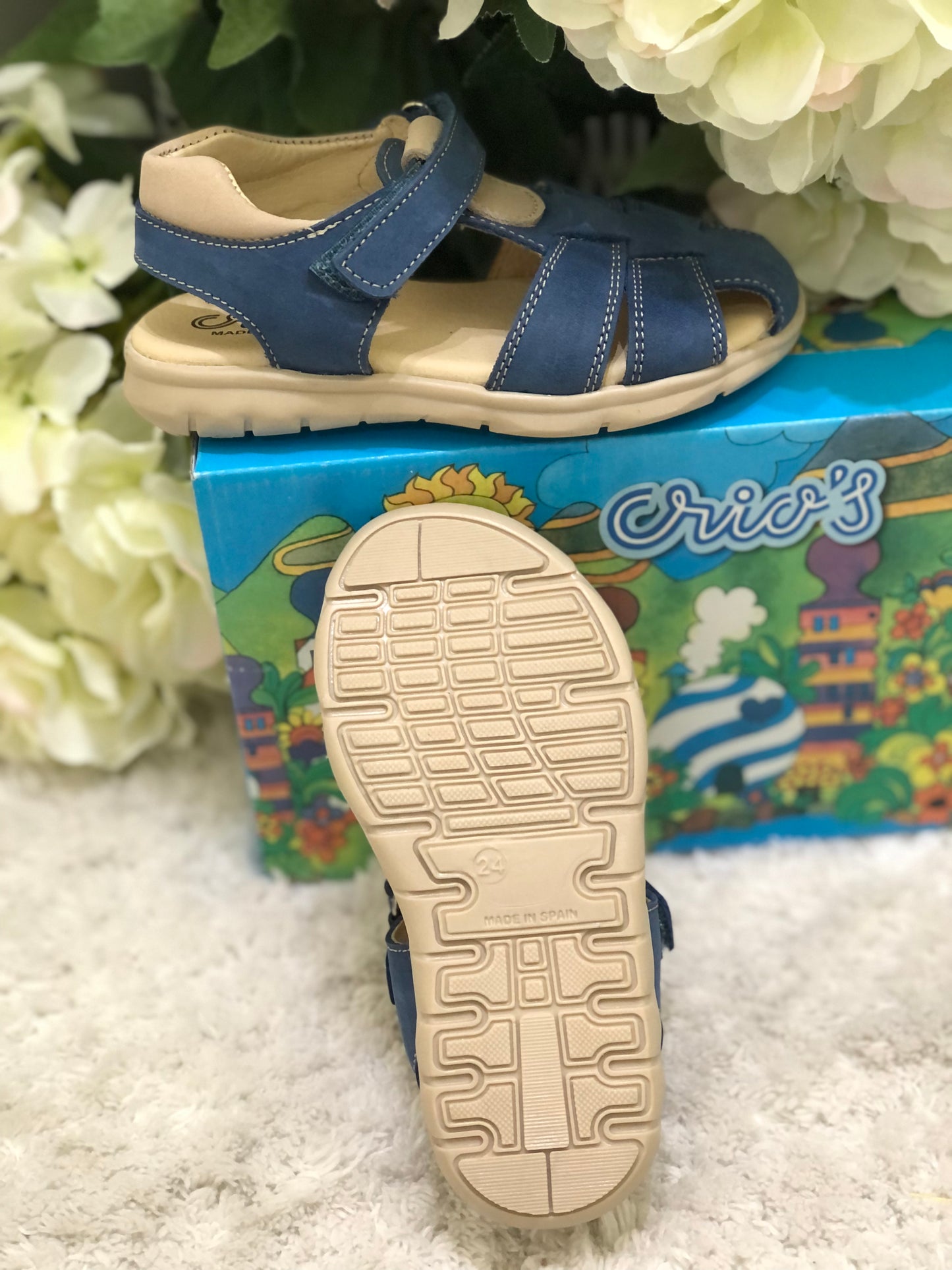 Boys Steel Blue and Tan Sandal - Size 24 only