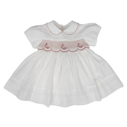 Swan Smocked White Dress 3-6 months only!