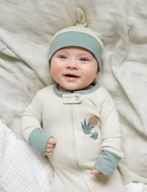 L'oved Baby Summer Daze Collection - Applique Zippered Footie & Top Knot Hat from