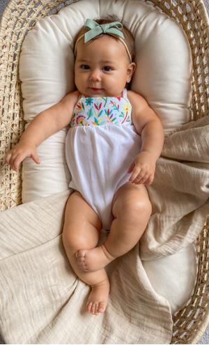 L'oved Baby Embroidered Criss Cross Bodysuit
