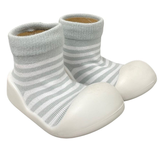 Little Eaton Rubber Soled Socks - Grey Stripe