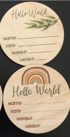 Hello World Birth Announcement Discs