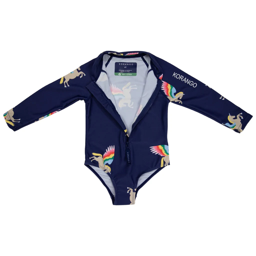 Unicorn Navy Zip Swimsuit