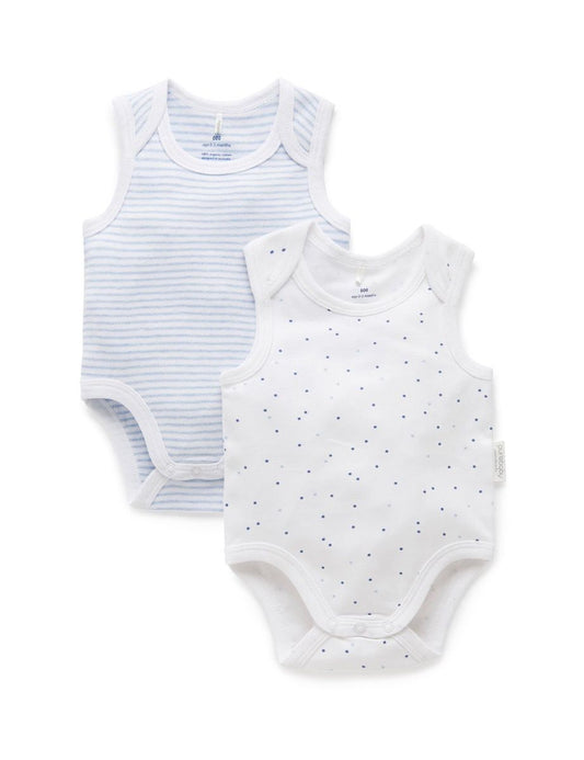 Pure Baby Organic Cotton 2 Pack Bodysuits 0-3 months